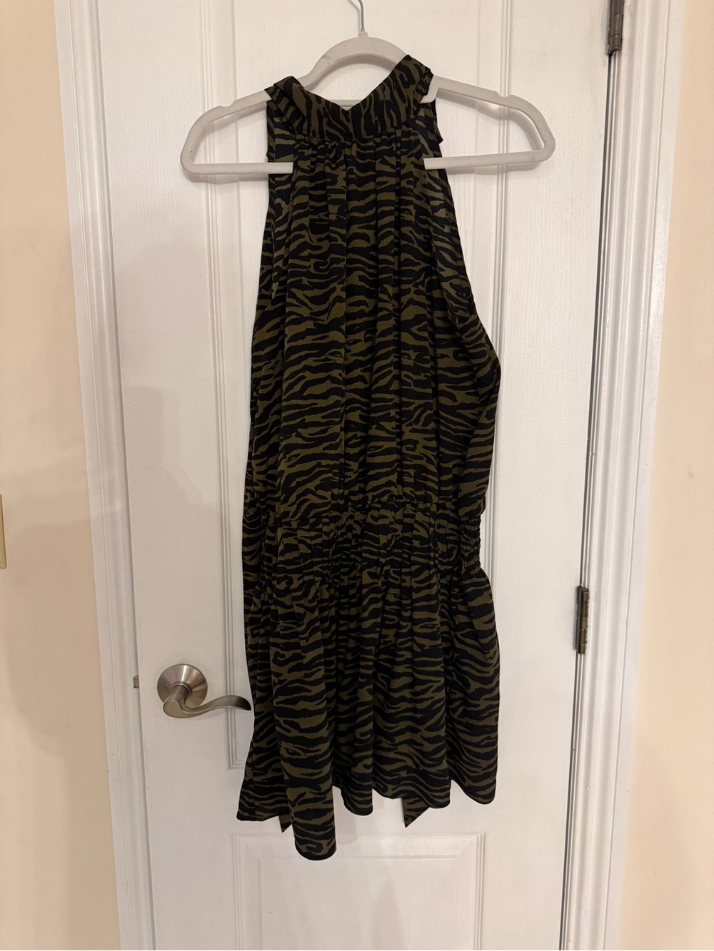 DO+BE Olive and Black Zebra Halter Mini Dress